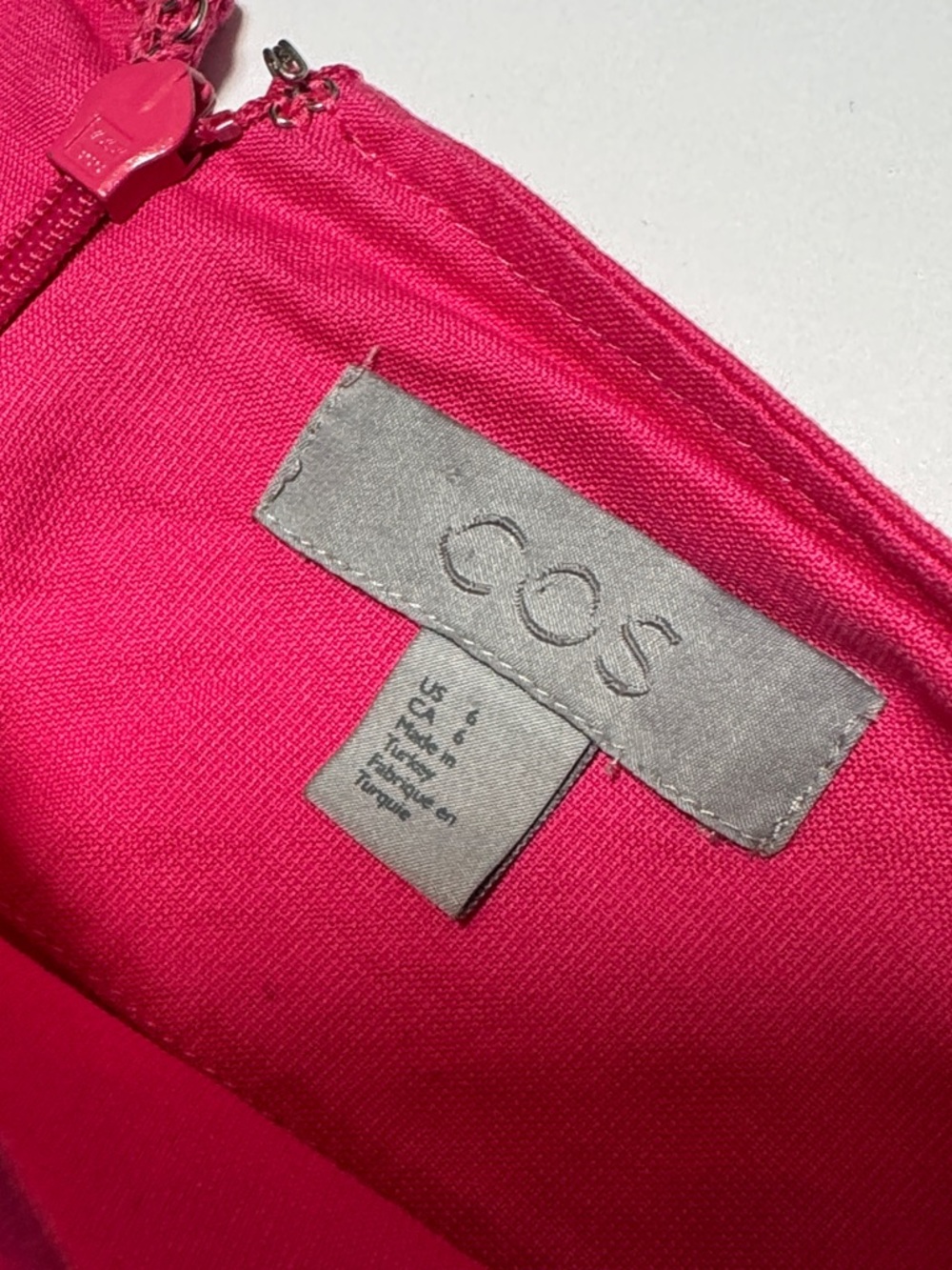 COS Day Dress 100% Cotton Bright Pink Fit and Flare‎ Midi Dress Scoop Neck 6 - Picture 2 of 13
